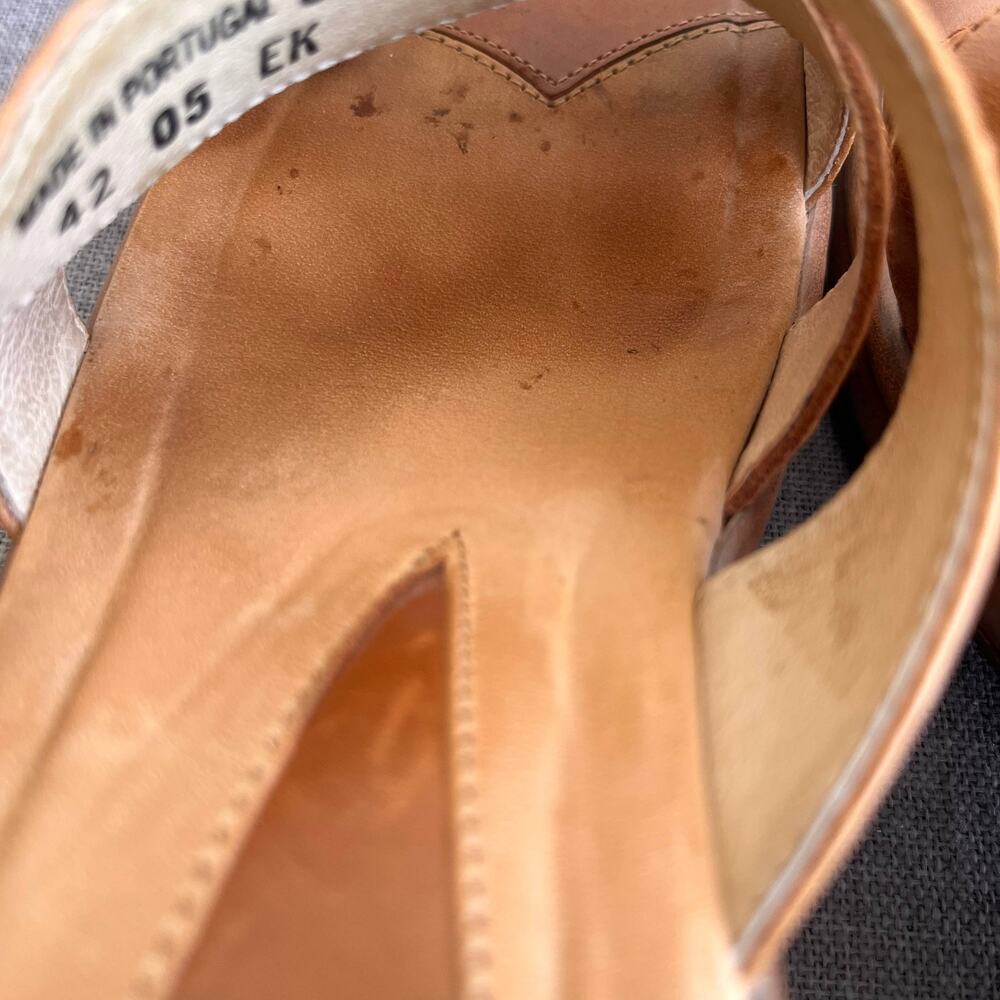 Dansko Sandals Womens Sz 37 Tan Leather Strappy Wedge Slide Comfort Boho Coastal - Picture 7 of 9